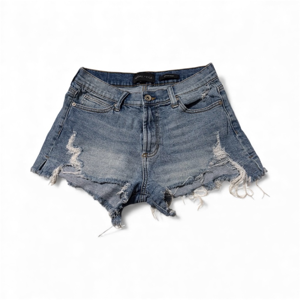 Kendall & Kylie Medium Wash Distressed Jean Shorts